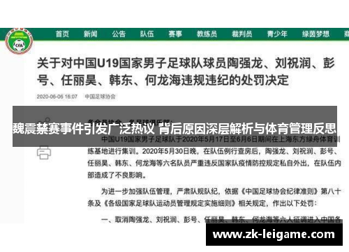 魏震禁赛事件引发广泛热议 背后原因深层解析与体育管理反思